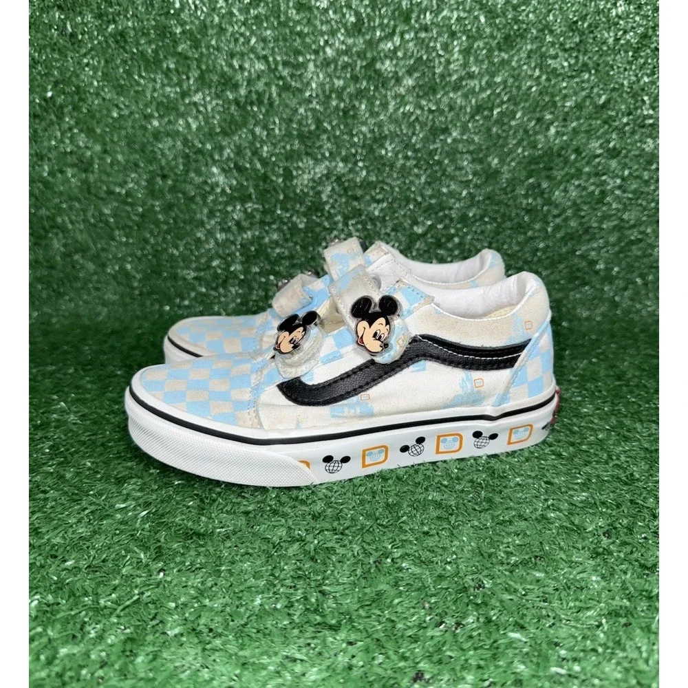 Vans Disney Classic Slip On Checkerboard Blue White Walking Shoe Toddler Size 13